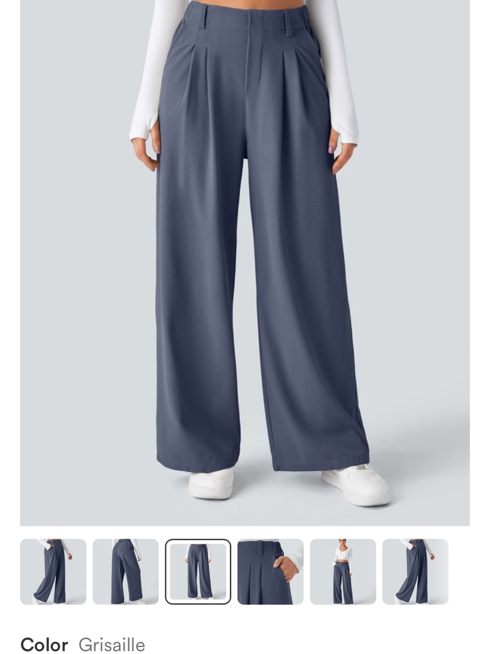 HALARA Wide Leg High-Waist Pants in Grisaille Blue-Gray